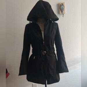 Preston & York Minimalist Black Light Transitional Fall Hooded Jacket_Small